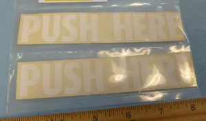 Lot of 2 Large "PUSH HERE" WHITE PLACARD (AVIATION)